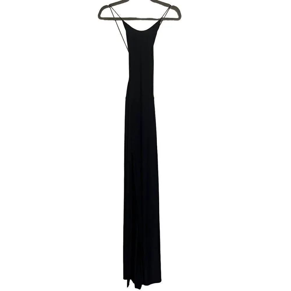 Love x Design Navy Blue Open Back Maxi Dress With Side Slit Size Small